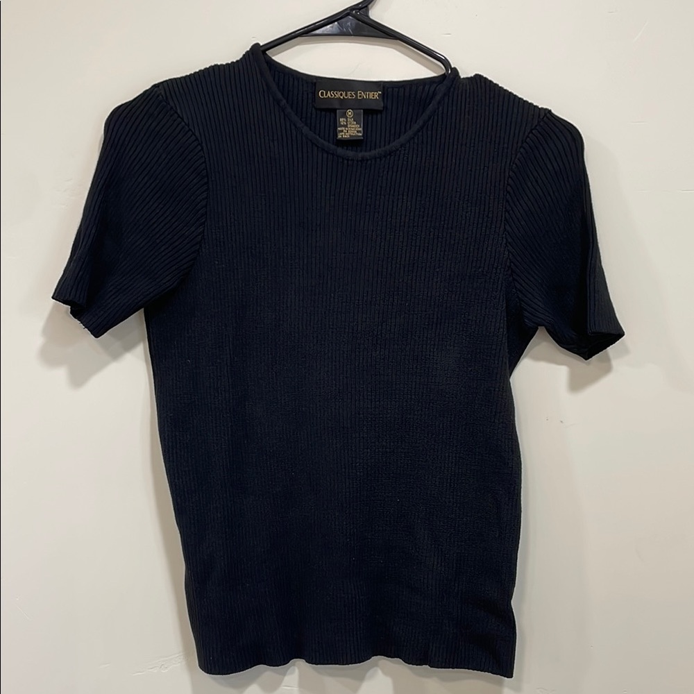 Classiques Entier Black Ribbed Short Sleeve Top